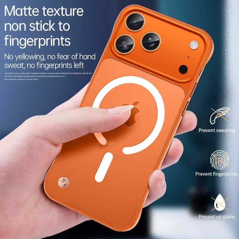 Greenstraw MagSafe Schutzhülle aus mattem PC für iPhone 17 Pro Max und iPhone 16, randlose und dünne magnetische Hülle in Schwarz oder Orange - Bild 3