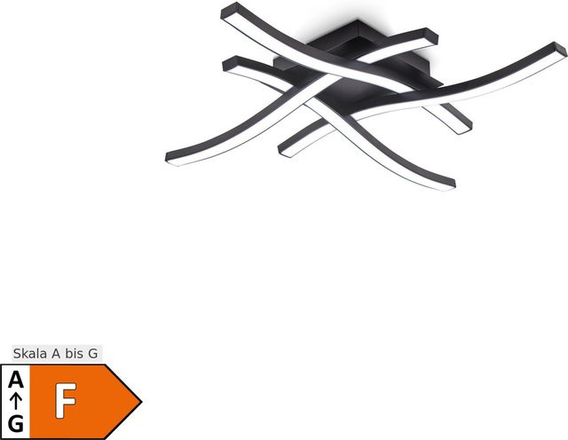 B.K.Licht LED Deckenleuchte in Wellenform, Schwarz und Acrylweiß, 20W - Bild 1