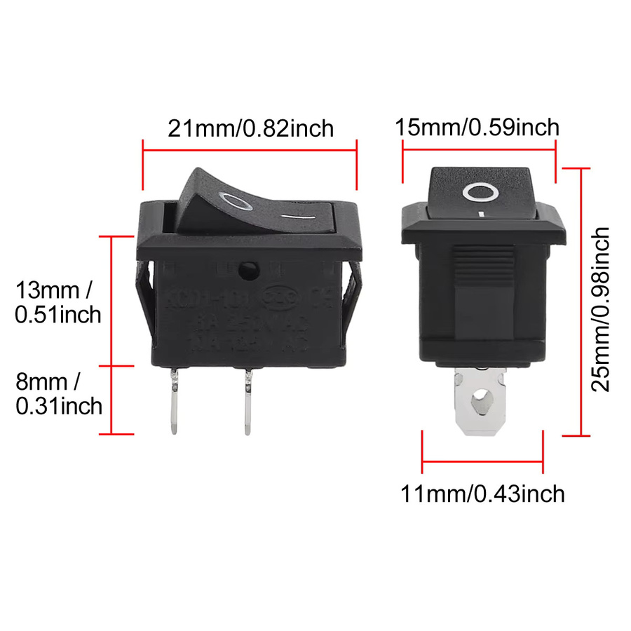 AOKIN 10 Stück Snap-in Boot Wippschalter SPST ON-OFF 2 Pin Schwarz - Bild 2