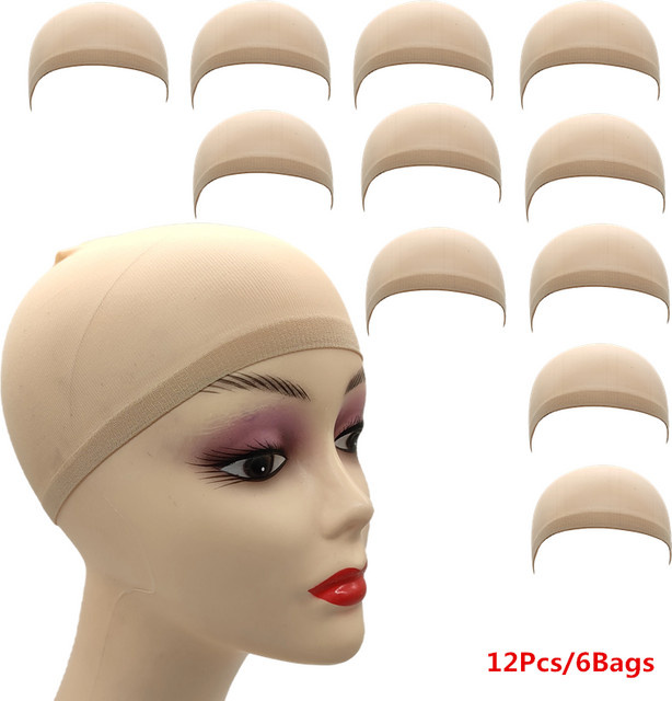 Nude Perückenkappen aus Nylon-Mesh, 12 Stück, Unisex - Bild 1