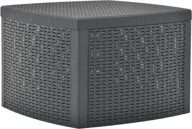 vidaXL Beistelltisch in Anthrazit mit Rattan-Optik aus Kunststoff, B/T/H: 54 x 54 x 36,5 cm - Bild 1