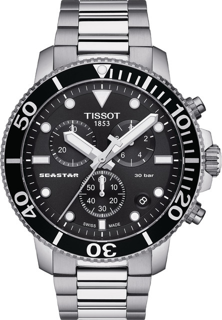 Tissot Chronograph Seastar 1000, Quarz, Edelstahl, Schwarz, 46 mm, Herren - Bild 1