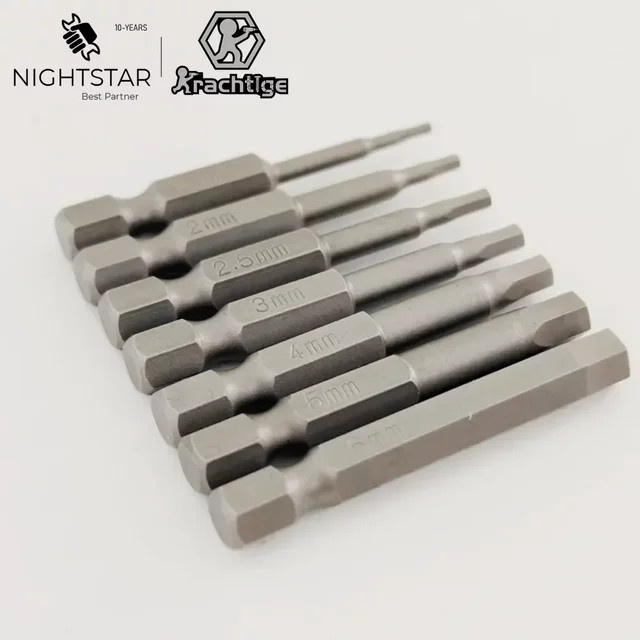 7 Stück Magnetische Sechskant-Schraubendreher-Bits Set in Grau, 50 mm Länge, 1/4 Zoll Sechskantschaft, Passend für M1,5 M2 M2,5 M3 M4 M5 M6 - Bild 1