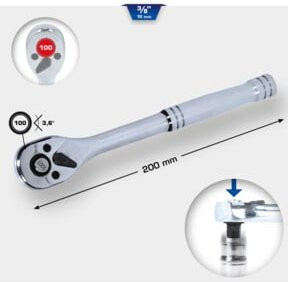 Brilliant Tools 3/8 Zoll Umschaltknarre aus Chrom-Molybdänstahl in Silber - Bild 1
