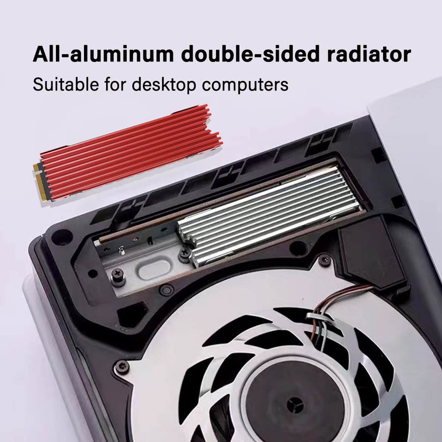 AuyiHomu M.2 2280 SSD-Kühlkörper aus Aluminium mit Wärmeleitpad für NVMe/M.2 SSD, kompatibel mit Desktop-PC und PS5, Silber/Schwarz - Bild 3