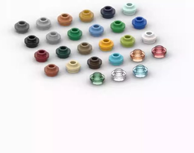 JIAJIALE MOC Platte Runde 1x1 Mit Offenen Stud, Zubehör, 100-teiliges Set - Bild 1