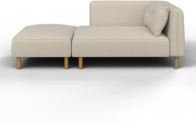Bessagi Home Sofa Fanny L-Form in Beige mit passendem Hocker und Webstoff - Bild 1
