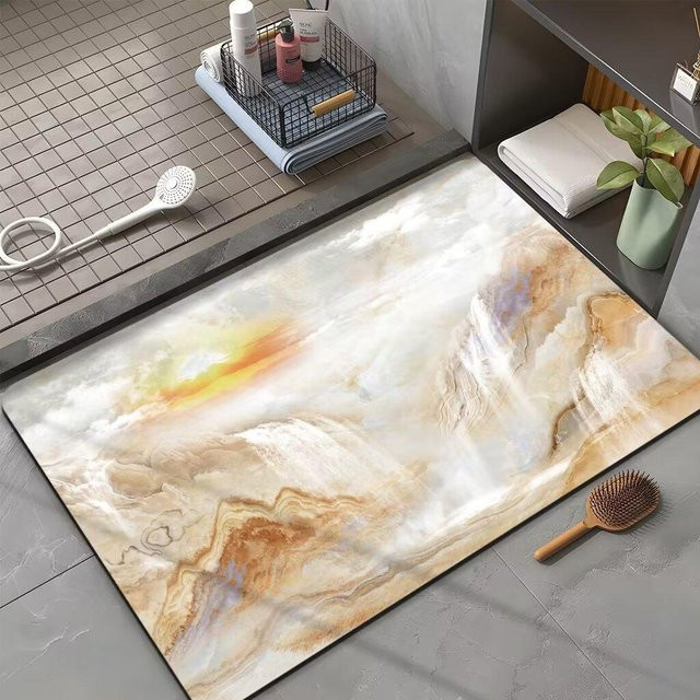 Rutschfeste Badezimmermatte aus Kieselalgen-Schlamm von Yiran Furniture, gestreift, Mehrfarbig, B/T: 60 x 40 cm - Bild 1