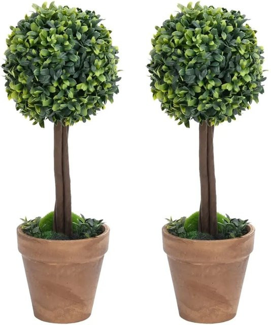2er Set künstliche Buchsbäume von furnicato in Kugelform, Grün, Höhe: 56 cm mit Topf - Bild 1