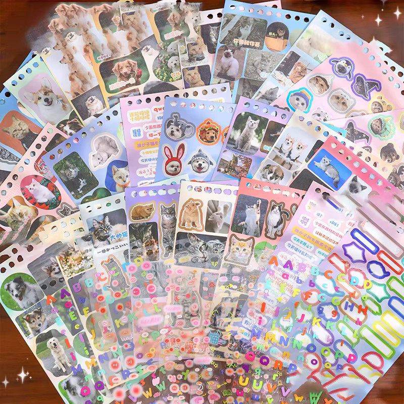 30 Stück Retro Haustier Aufkleber Set mit süßen Tier-Motiven für DIY Scrapbooking und Handbuchgestaltung, Mehrfarbig - Bild 1