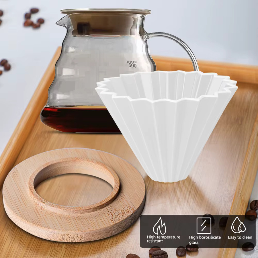 MYVIT Keramik Kaffeefilter-Becherhalter in Weiß, runder Kegel-Tropfer für Handbrau-Kaffee und Maschinen, 1–2 Tassen - Bild 3