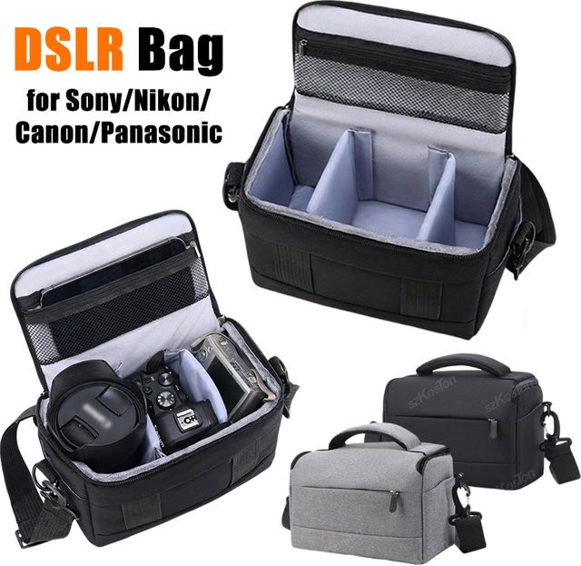 SZKOSTON Wasserdichte DSLR-SLR-Kameratasche als tragbare Umhängetasche mit mehreren Fächern in Schwarz für Sony Nikon Canon und Panasonic Kameras - Bild 1