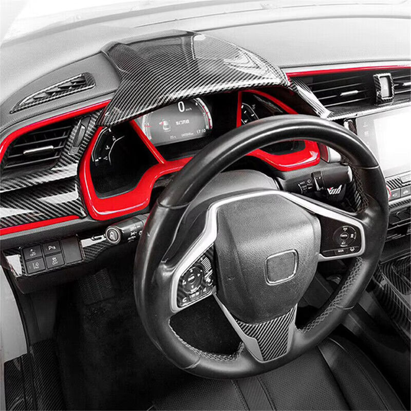 NIGHTKIST Kohlefaser Armaturenbrett Abdeckung für Honda Civic 10. Generation 2010-2021, Mittelkonsole Panel Verkleidung, Schwarz - Bild 2