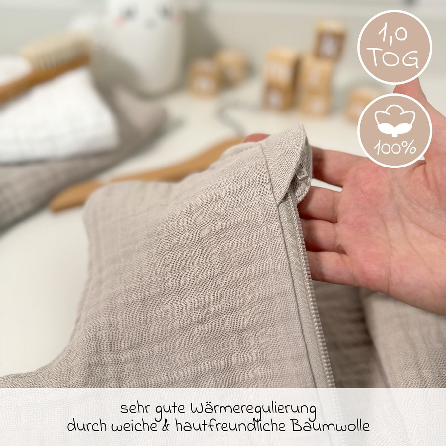 Makian Musselin-Schlafsack für Babys in Beige, Größe 100 cm - Bild 2