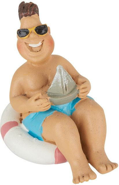 HobbyFun Tischdeko Figur Bade-Urlauber im Schwimmreif aus Polyresin, Multicolor - Bild 1