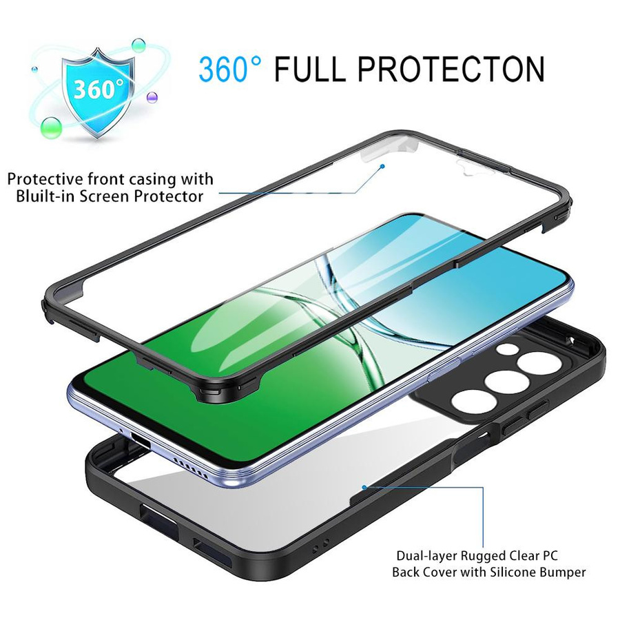 Stoßfeste 360 Grad Vollkörperschutz Handyhülle mit integriertem Displayschutz für OPPO A5 5G in Transparent - Bild 3