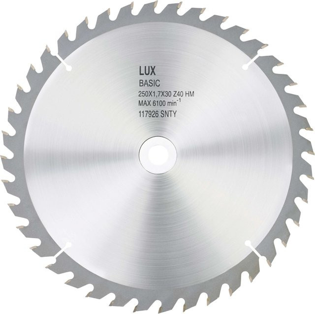 LUX-TOOLS HM-Kreissägeblatt für Holz, Ø 250 mm, 40 Zähne, carbide_tipped, Silber - Bild 1