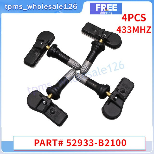 GANGLE 4er Set Reifendruckkontrollsystem TPMS Sensor 433MHz für Kia Sedona und Soul, Schwarz, Teilenummer 52933-B2100 - Bild 1