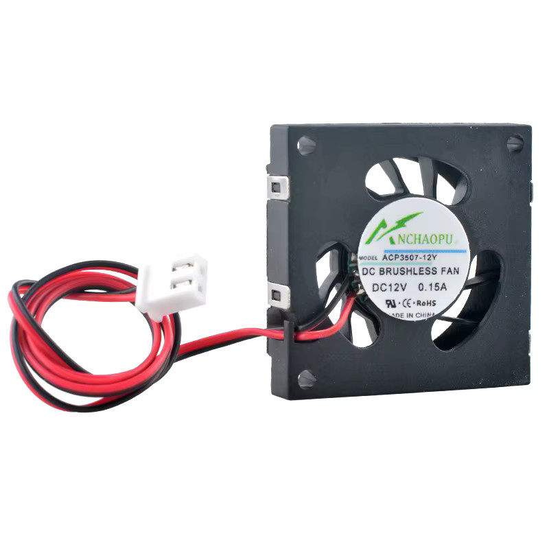 ANCHAOPU Radialgebläse DC5V/12V 2-poliger Lüfter für Projektoren und Drucker, Schwarz, B/T/H: 3,5 x 3,5 x 0,7 cm - Bild 2
