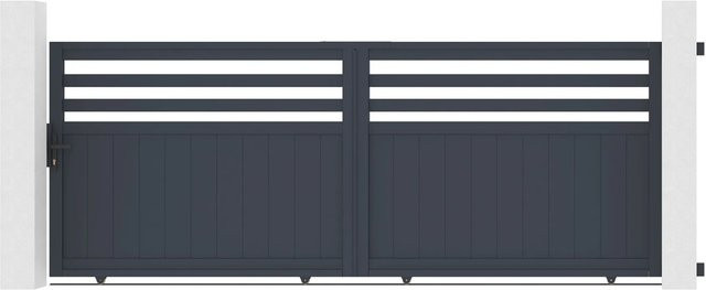 Casanoov Elektrisches Schiebetor Nevis aus Aluminium in Grau inklusive Schiebetorantrieb Ranger C300, Breite: 370 cm, Höhe: 140 cm - Bild 1