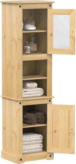 VIDAXL Badezimmerschrank Corona aus massivem Kiefernholz in Braun und Rot, B/T/H: 50 x 40 x 185 cm - Bild 1
