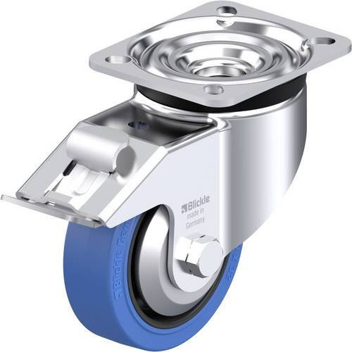 Blickle Stahlblech-Lenkrolle LK-POEV 100XR-1-FI-SB-FA in Blau und Schwarz mit 100 mm Rad-Durchmesser und einer Tragfähigkeit von max. 200 kg - Bild 1