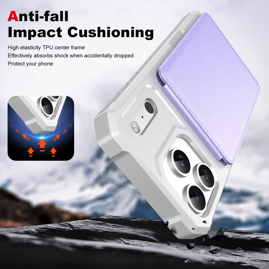 Leder-Brieftasche und Kartenhalter mit Telefonhülle und Ständer für Apple iPhone 16, 15 Pro Max, 15 Plus in Purple - Bild 4