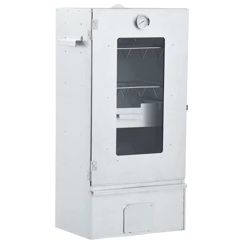 Vertikaler Räucherofen aus verzinktem Stahl in Silber für Fleisch, Fisch, Käse und Wurst, B/T/H: 44,5 x 44,5 x 83,0 cm - Bild 2