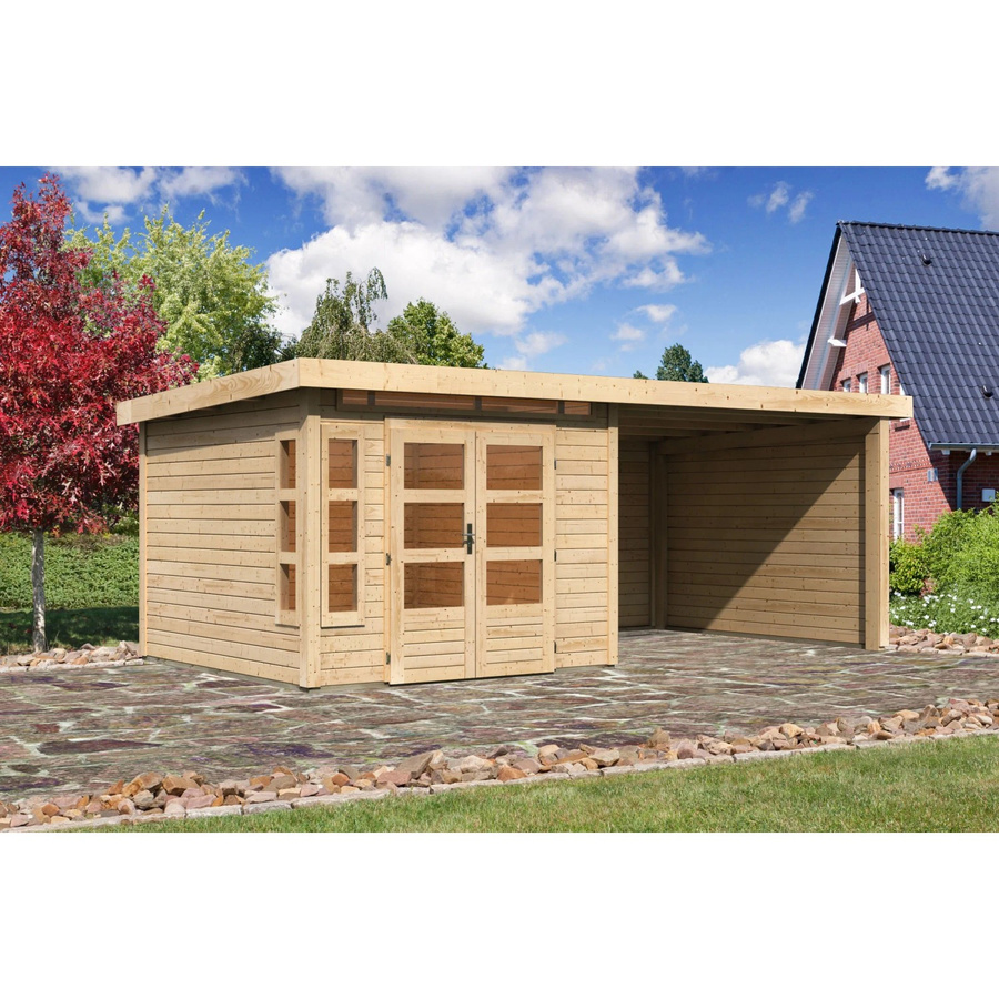 Karibu Holz-Gartenhaus Kastberg mit Flachdach in Braun, B/T: 270 x 270 cm - Bild 2