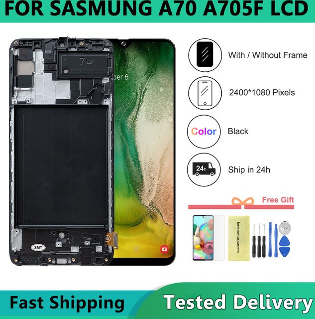 Samsung A70 A705 LCD Display mit Rahmen und Touchscreen Baugruppe in Schwarz 6.7 Zoll - Bild 1