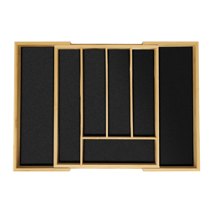 Relaxdays Besteckkasten aus Bambus und MDF, ausziehbar, Schwarz, B/T/H: 33,0 x 28,5 x 5,0 cm - Bild 2
