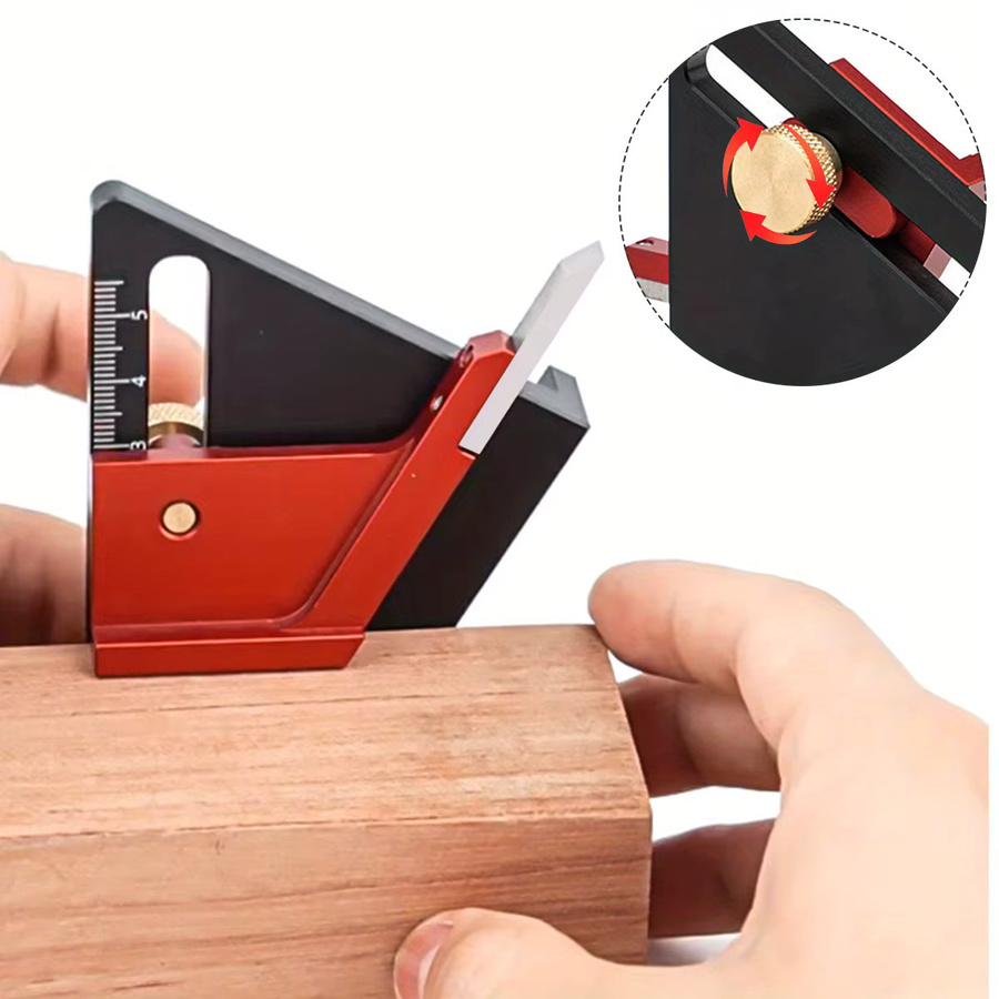 GDART Tiefenmesser aus Aluminiumlegierung für Holzbearbeitungsfräser mit einstellbarer Mittellinienmarkierung und Einsteckplätzen, 0-58 mm - Bild 6