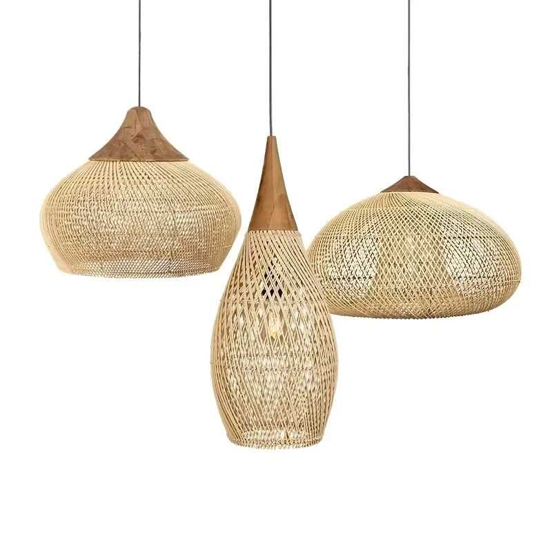 JOYINLED Rattan-Pendelleuchte in Beige im Boho-Stil für Wohnzimmer und Küche - Bild 2