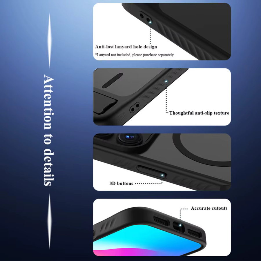 SZMUGUA Magnetische Handyhülle mit unsichtbarem Ständer für iPhone 17 Air, 17e, 16e, 16, 15 Pro Max in Schwarz und Blau - Bild 6
