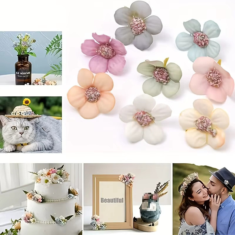 Künstliche Mini Daisy Blumen aus Seide in Multicolour für deine DIY Dekorationen, Hochzeiten und Partys - Bild 2