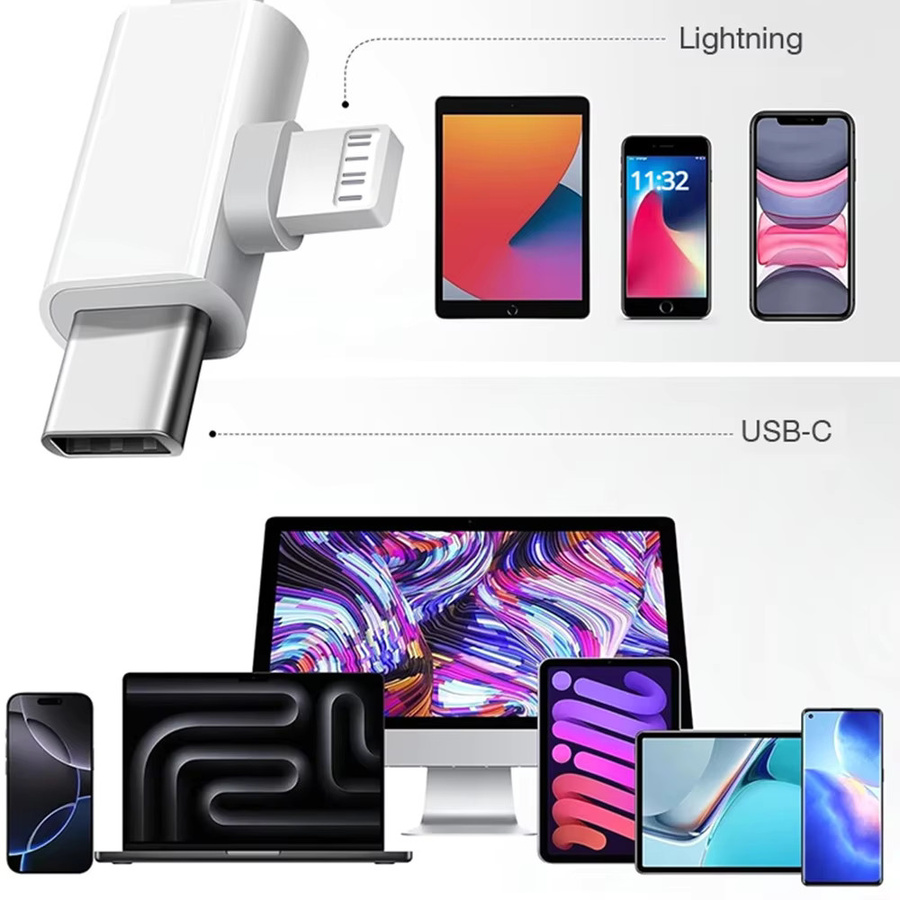 3-in-1 OTG Kartenleser Typ C und Lightning auf SD TF und USB Speicherkartenadapter in Weiß für Laptops und iPhone - Bild 2