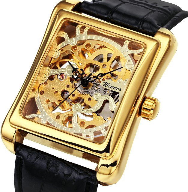 WINNER Armbanduhr, Mechanisch, Gold, Leder, Herren - Bild 1
