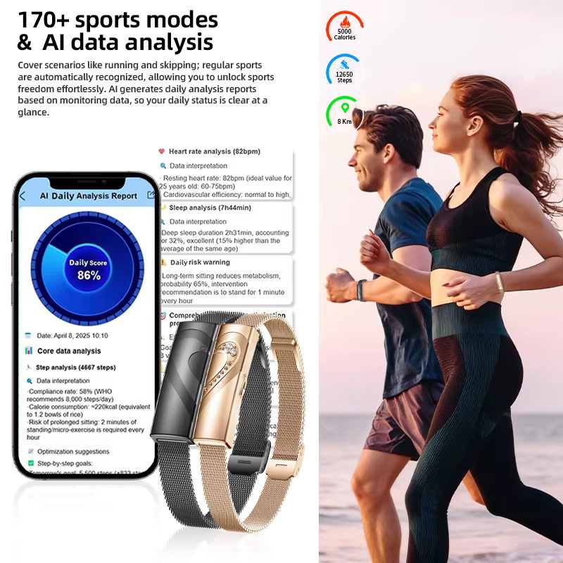 LIGE Sport-Fitness-Tracker Smart-Armband für Paare in Gold, Wasserdichtes Unisex Smartwatch mit Gesundheitsmonitor - Bild 6