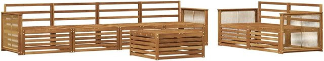 vidaXL Outdoor-Sofagarnitur aus Massivholz Akazie in Natur, 7-teiliges Set mit Tisch und Sitzmöbeln - Bild 1