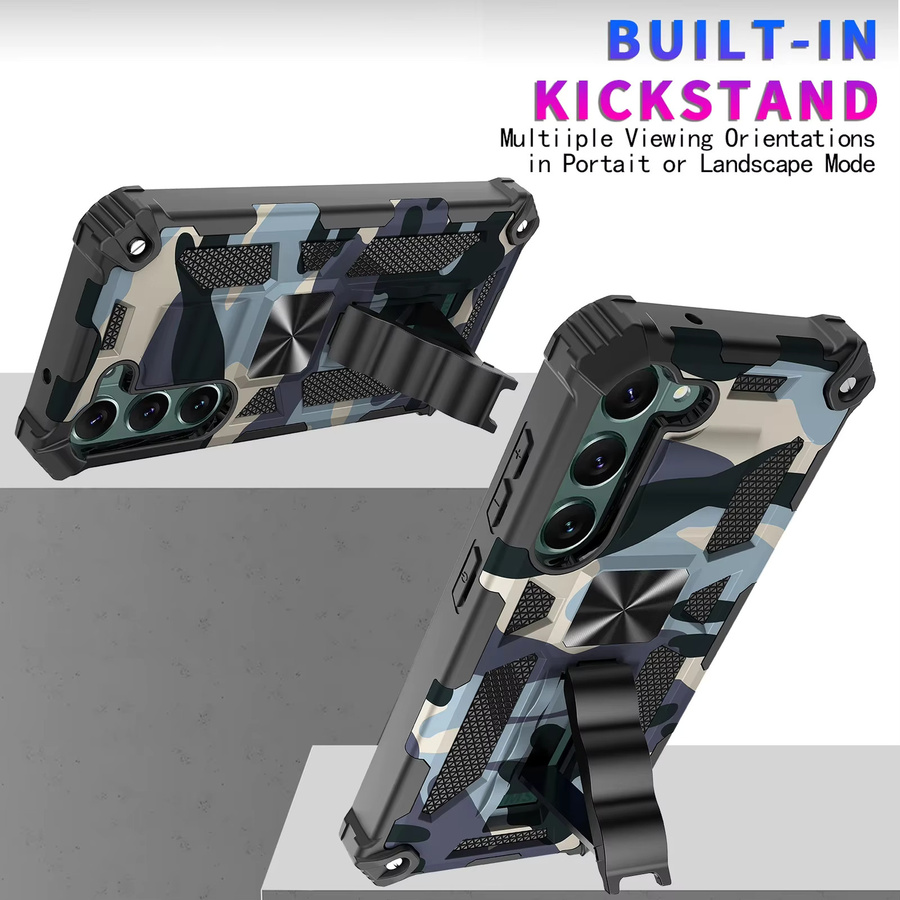 DIXSG Camouflage Armor stoßfeste Handyhülle mit integriertem Ständer für Samsung Galaxy A15 A16 A17 A26 A36 A55 A56 aus TPU und Kunststoff in Multicolour und Blau - Bild 4