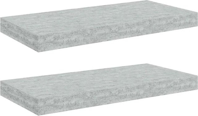 vidaXL Schweberegale 2er Set in Betongrau aus MDF und Metall, B: 50 cm, T: 23 cm, H: 3,8 cm - Bild 1