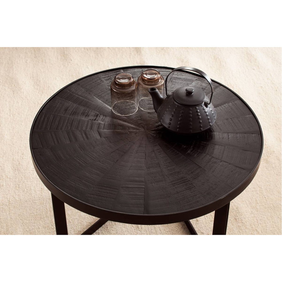 Couchtisch Wohnling Sonnenstrahlen aus Mango Massivholz in Schwarz im Industrial-Design B/H/T: 58 x 40 x 58 cm - Bild 4