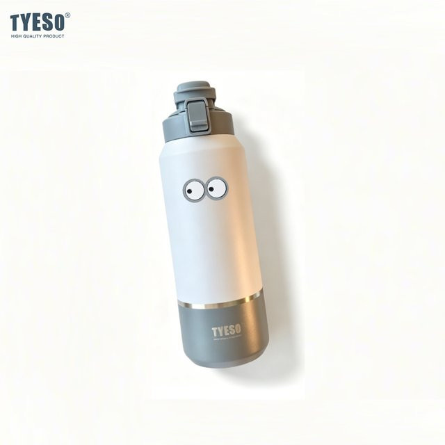 Tyeso Vakuum-Thermoskanne Reisebecher mit Griff und Aufklebern, 1500 ml, Lila - Bild 1