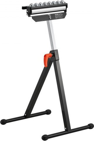 VEVOR 3-in-1 Rollenständer höhenverstellbar, Rollenbock mit poliertem multidirektionalem Rollenkopf für Tischkreissägen-Auslauf und Holzbearbeitung, Farbe: Schwarz/Silber - Bild 1