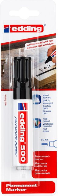 Edding 500 Permanent Marker Schwarz mit 2 mm bis 7 mm Strichstärke - Bild 1