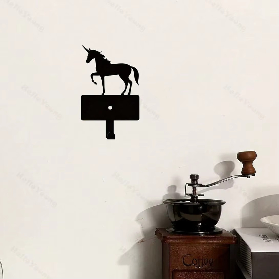 CIFBUY Einhorn-Wandhaken aus Metall in Schwarz für Küche, Bad und Eingangsbereich - Bild 3