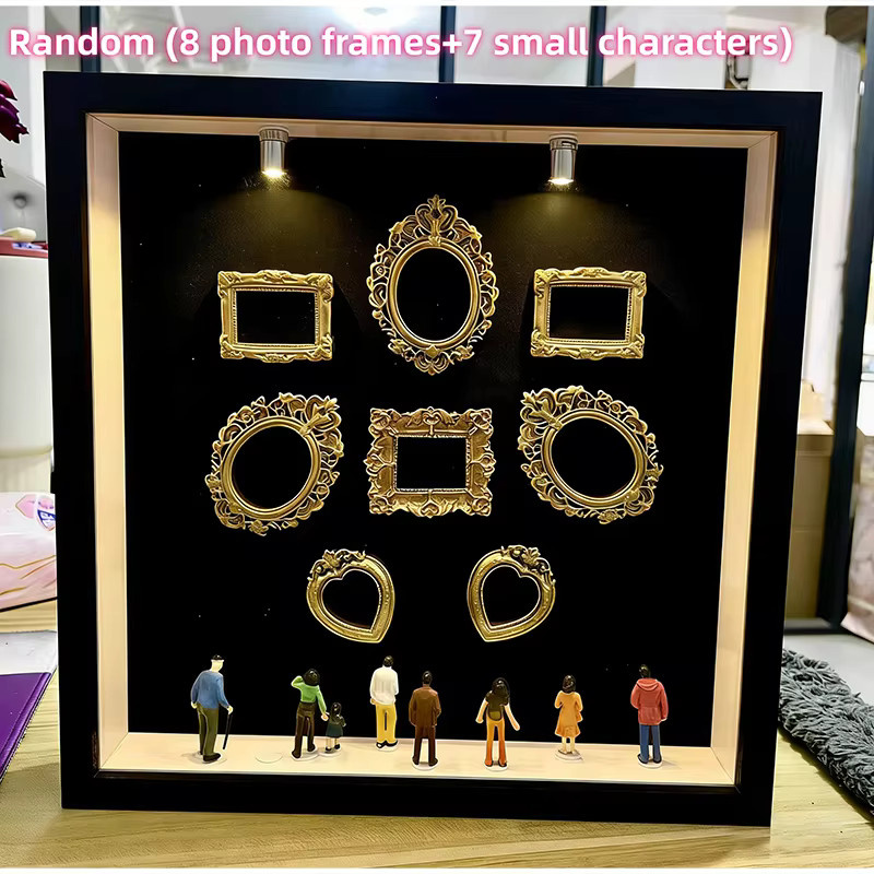 DIY Mini-Museum-Silhouettenbox als Erinnerungs-Display-Set mit Miniaturstatue und Goldrahmen in Gold und Rot - Bild 3