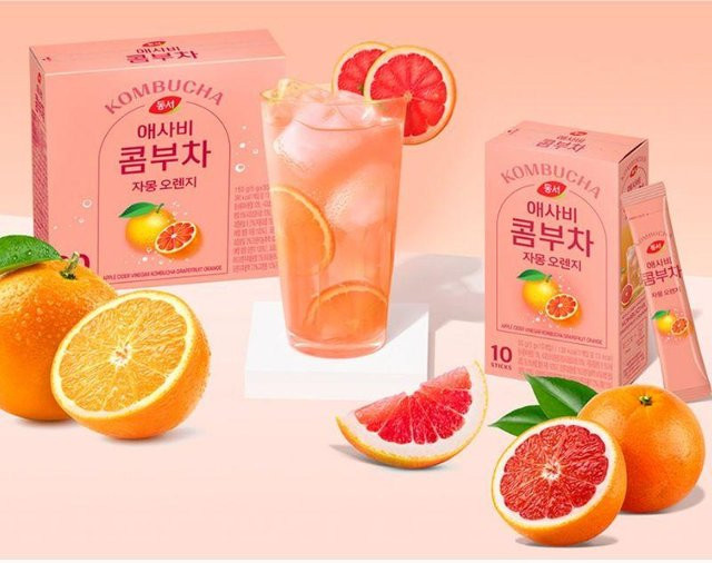 Dongsuh Kombucha Tee Pulver Grapefruit Orange 30 x 5 g - Bild 1