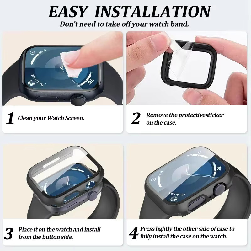 Armband mit Glas und Hülle für Apple Watch, Silikon, Weiß, Unisex - Bild 2
