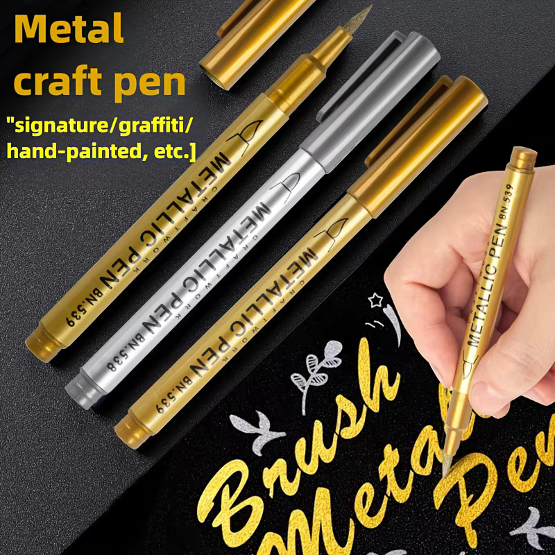 8 Stück Metallic-Markierungsstifte in Gold und Silber, wasserfeste und schnell trocknende Stifte mit feiner Spitze - Bild 2